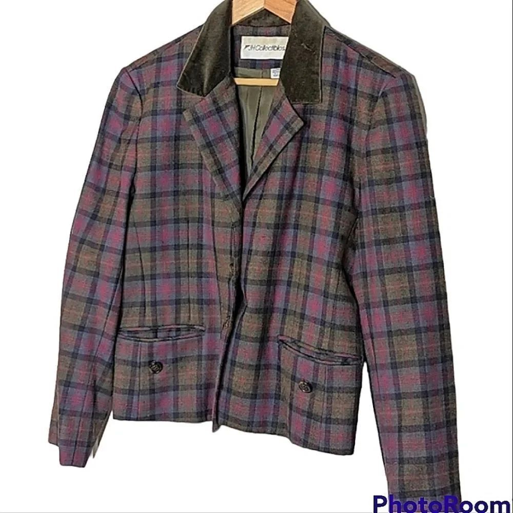 JH Collectibles Vintage Pure Wool Cropped Plaid Blazer size 10